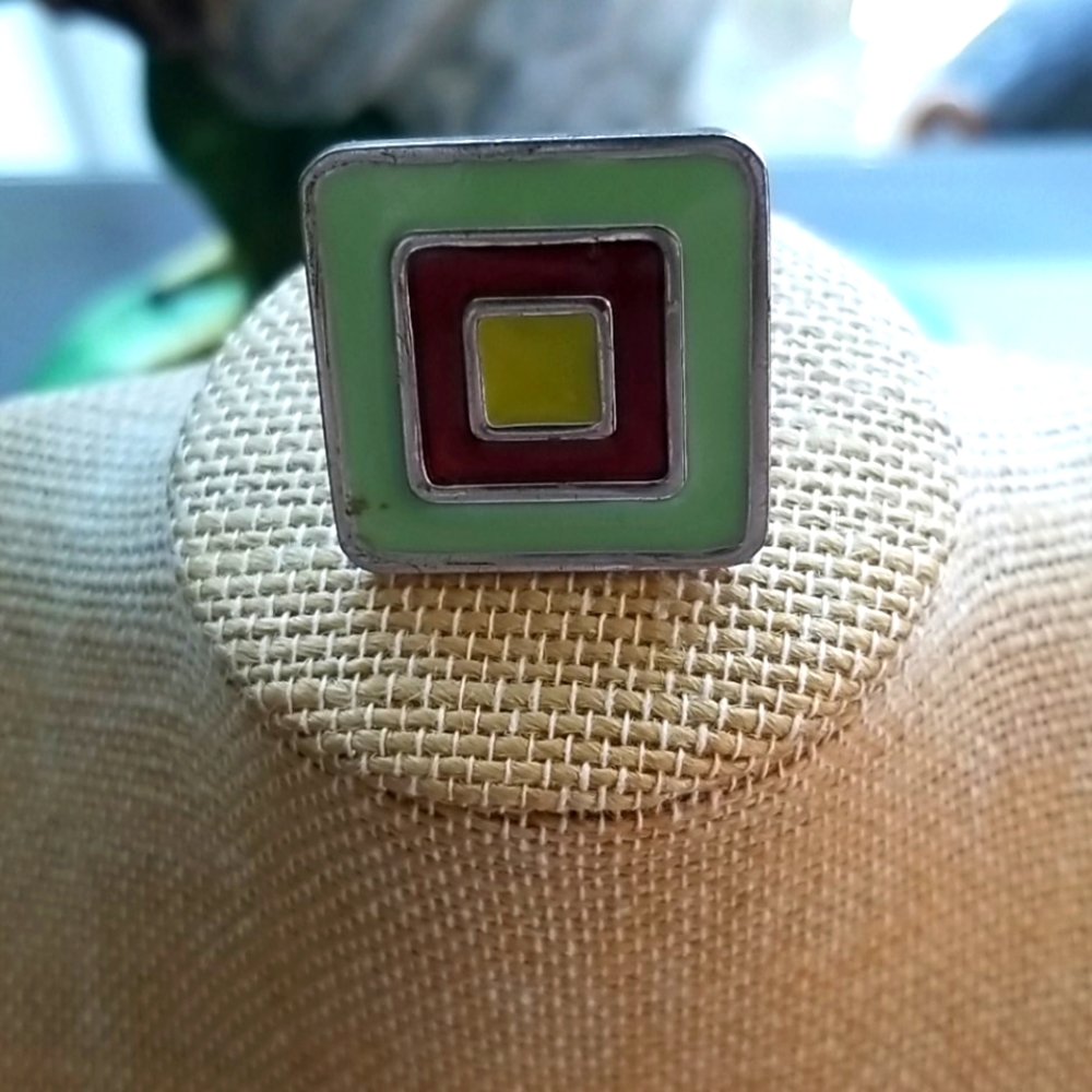 Collette Malouf for Hard Candy Geometric Square Cocktail Ring Size 7 adjustable